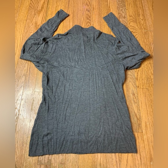 H&M Fine-Knit Mock Neck Sweater Gold Button Detail Grey Size L - Picture 3 of 8